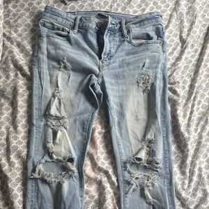 Distressed Light Blue skinny Jeans